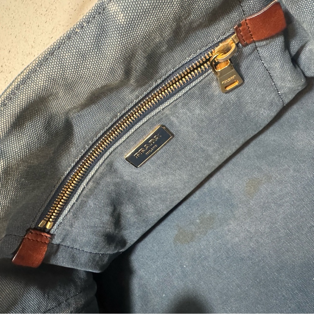🛑 SOLD 🛑 Prada Blue Denim Canapa Tote Bag | Authentic Prada Logo Handbag COA - Picture 13 of 17